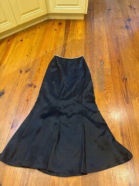 Alyce Designs Black Satin Mermaid Formal Skirt Rhinestone Waistband Size 4